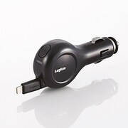 シガーチャージャー Lightningコネクタ ケーブル巻取式 2.1A ブラック LPA-CCI05L10BK