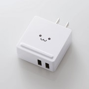スマートフォン・タブレット用AC充電器 2A出力 2台同時充電 ホワイトフェイス MPA-ACUCN002WF