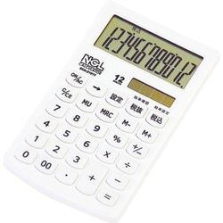 電卓 ハンディータイプ モノカラー 12桁 ホワイト ECH-2101T-W