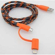 デュオケーブル Apple MFi Lightningアダプタ&Micro USBケーブル 1m オレンジ IBP-DCORA