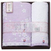 IS7630-PU [今治タオル 桜おり布 タオルセット パープル]