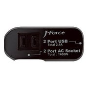 USB給電機能付き電源タップ 黒 USB×2 コンセント×2 JF-PEACE3K