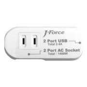 USB給電機能付き電源タップ 白 USB×2 コンセント×2 JF-PEACE3W