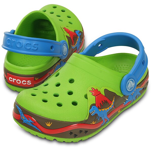 Crocslights dinosaur Clog PS C9 [サンダル クロックスライツ ダイナソー クロッグ PS キッズ 16.5cm ヴォルトグリーン/オーシャン]