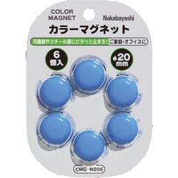カラーマグネット 直径20mm×6個 ブルー CMG-N206B