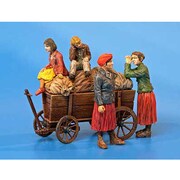 CP350292 1/35 荷車と家族（子供2人と婦人2人) [1/35スケール 未塗装プラモデル]