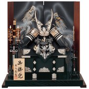 A-347 五月人形 彫金竜シルバー盛上貫前兜飾り 13号