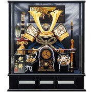 HY-460 五月人形 金盛上竜（黒三品）兜ケース 10号 オルゴール付