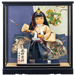 Amazon | 木目込み人形 幼な風神雷神 黒塗台付セット (B) | 人形