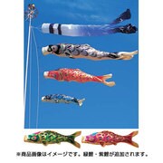 皇彩 [鯉のぼり 庭用 3m シルックサテン翔鶴ゴールド吹流し 撥水加工 5匹8点セット]