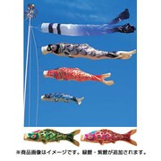 皇彩 [鯉のぼり 庭用 5m シルックサテン翔鶴ゴールド吹流し 撥水加工 5匹8点セット]