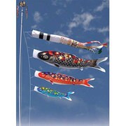 雅 [鯉のぼり 庭用 3m ポリエステルサテン雲龍吹流し 撥水加工 3匹6点セット]