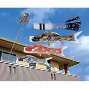 積美画 ちりめん金彩 #50 [鯉のぼり ベランダ用 翔鶴ゴールド吹流し付 撥水加工 ベランダ手すり化粧箱セット]