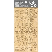 ダイカット文字シール 木目 ベージュ大文字 TM00346