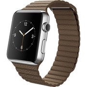 Apple Watch 42mmステンレスケースとライトブラウンレザーループ M