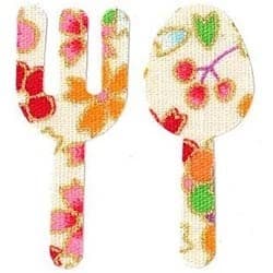 ファブリックステッカー JT 白 桜 フォークとスプーン