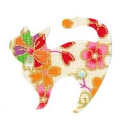 ファブリックステッカー JT 白 桜 ねこ