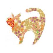 ファブリックステッカー JT 白 金小桜 ねこ