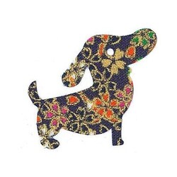 ファブリックステッカー JT 紺 金小桜 いぬ