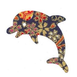 ファブリックステッカー JT 紺 金小桜 いるか