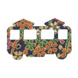 ファブリックステッカー JT 紺 金小桜 でんしゃ