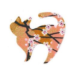 ファブリックステッカー JT 金茶 山桜 ねこ