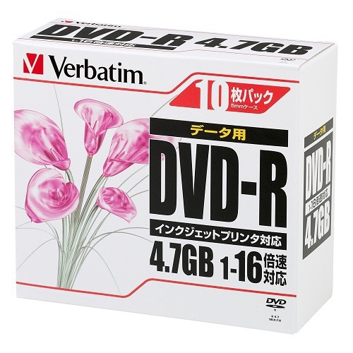 DHR47JPP10 [データ用DVD-R 1回記録用 4.7GB 1-16倍速 10枚  インクジェットプリンタ対応（ホワイト）]