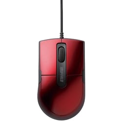 有線マウス USB接続式 BlueLED 3ボタンタイプ エルゴノミックフォルム 静音 Sサイズ レッド BSMBU26SSRD