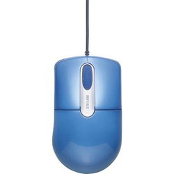 有線マウス USB接続式 光学式センサー 3ボタンタイプ エルゴノミックフォルム 静音 Mサイズ ブルー BSMOU27SMBL
