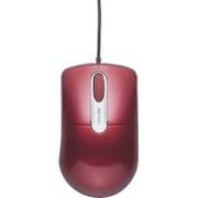 有線マウス USB接続式 光学式センサー 3ボタンタイプ エルゴノミックフォルム 静音 Mサイズ レッド BSMOU27SMRD