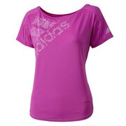 KBZ81-A97783-J/L [フィットネス ロゴ ルーズ半袖Tシャツ レディース Lサイズ フラッシュピンク]