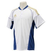 GYJ76-S16956-J/XS [adidas Professional 2ボタン ベースボール 半袖シャツ XSサイズ ホワイト/カレッジネイビー]