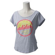 GYQ48-S26483-J/M [STR APR トロピカルTシャツ レディース Mサイズ ライトグレーヘザー/フラッシュレッド S15]