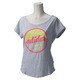 GYQ48-S26483-J/L [STR APR トロピカルTシャツ レディース Lサイズ ライトグレーヘザー/フラッシュレッド S15]