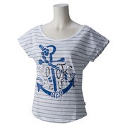 GYQ46-S26488-J/M [SC アンカーボーダーTシャツ レディース Mサイズ ホワイト/ミディアムグレイヘザー]