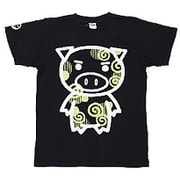 BU1142326 [和柄Tシャツ うずまき美豚 漆黒 Mサイズ]