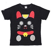 BU1142332 [和柄Tシャツ まねき猫 漆黒 Lサイズ]