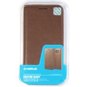 PUレザー手帳型ケース(スタンド機能付) ブラウン Crayon for GALAXY S6