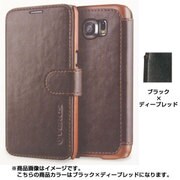 手帳型PUレザーケース ブラック×ディープレッド Dandy Layered Leather for GALAXY S6