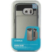 カードケース搭載プラスチック+TPUハードケース ダークシルバー Damda Slide for GALAXY S6 Edge