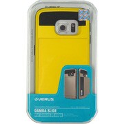 カードケース搭載プラスチック+TPUハードケース レモン Damda Slide for GALAXY S6 Edge