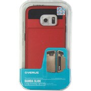 カードケース搭載プラスチック+TPUハードケース クリムゾンレッド Damda Slide for GALAXY S6 Edge