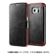 手帳型PUレザーケース ブラック×ディープレッド Dandy Layered Leather for GALAXY S6 Edge