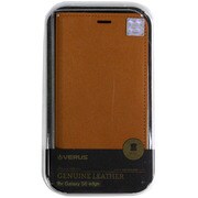 手帳型牛本革レザーケース ブラウン Genuine leather diary case for GALAXY S6 Edge