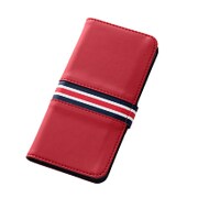 Galaxy S6 edge専用 ブックレザーケース 合皮 トリコロール レッド/レッド・ネイビーライン RT-SC04GLBC4/R