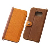Galaxy S6 edge専用 ブックレザーケース 合皮 バイカラー ダークブラウン/キャメル RT-SC04GLBC7/DKK