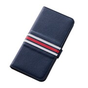 Galaxy S6専用 ブックレザーケース 合皮 トリコロール ネイビー/レッド・ホワイトライン RT-SC05GLBC4/N