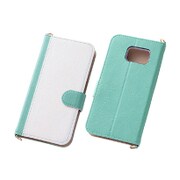 Galaxy S6専用 ブックレザーケース 合皮 バイカラー ターコイズ/ホワイト RT-SC05GLBC7/TAW
