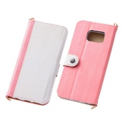 Galaxy S6 edge専用 ブックレザーケース 合皮 バイカラー ピンク/ホワイト RT-SC04GLBC7/PW