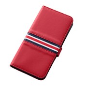 Galaxy S6専用 ブックレザーケース 合皮 トリコロール レッド/レッド・ネイビーライン RT-SC05GLBC4/R